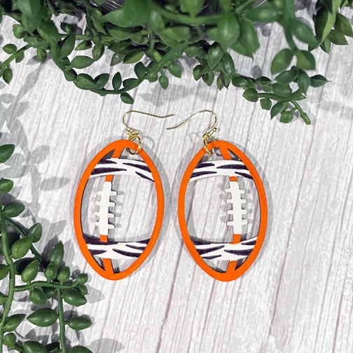 Cincinnati Bengals Tiger Striped Dangly Earrings (GOLD OR SILVER) - FENNO  FASHION, LLC