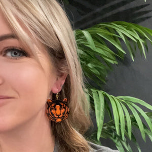 Cincinnati Bengals Earrings | Football  Earrings | Bengals Statement Earrings | Orange and Black Tiger Earrings | FENNO FASHION | Megan Fenno