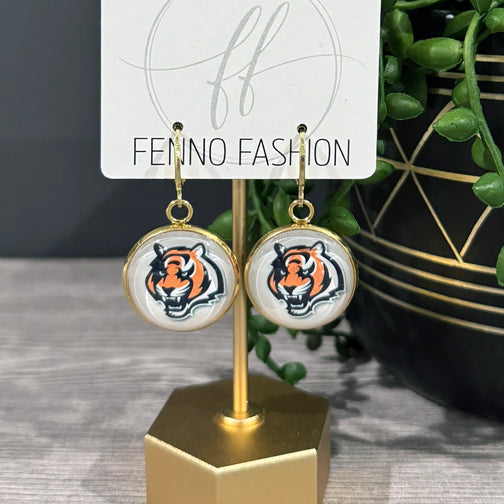 Cincinnati Bengals Tiger Dangly Earrings SILVER OR GOLD