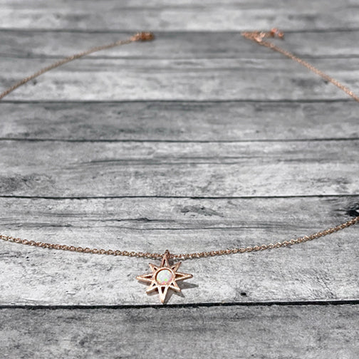 Opal Circle Starburst Necklace (ROSE GOLD OR GOLD) FENNO FASHION