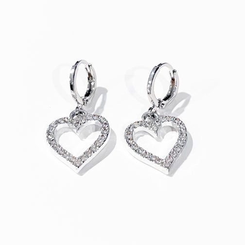 Huggie Hoop Crystal Heart Earrings (GOLD OR SILVER) - FENNO