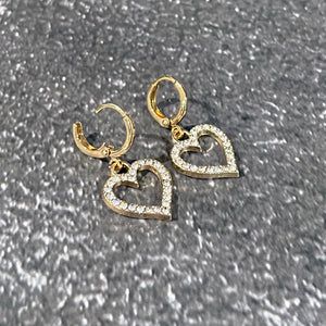 Gold  Huggie Earrings | Crystal Gold Heart Earrings | FENNO FASHION