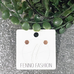 Tiny Hexagon Stud Earrings | Rose  Gold Hexagon Stud Earrings | FENNO FASHION