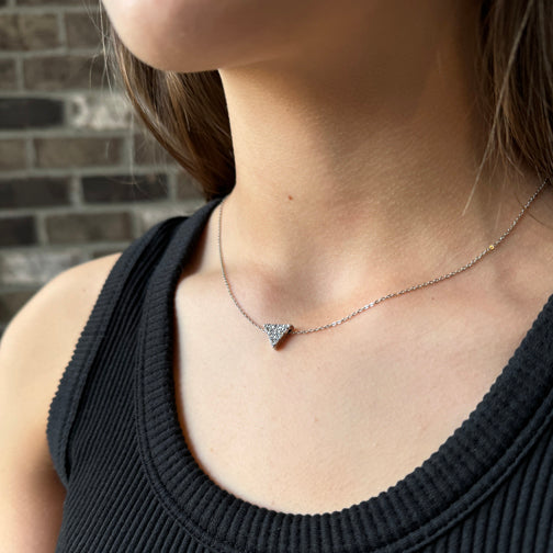 Crystal Filled Dainty Triangle Necklace (ROSE GOLD, GOLD OR SILVER