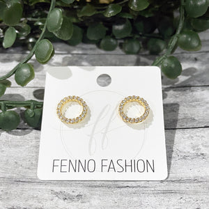 Gold Circle Studs | Crystal  Stud Earrings | Circle Earrings | FENNO FASHION