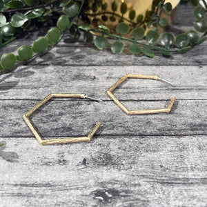 Gold Geometric Hoop Earrings | Gold Hexagon Hoops | Megan Fenno | FENNO FASHION