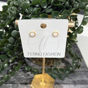 Gold Opal Circle Stud Earrings  | FENNO FASHION | Megan Fenno