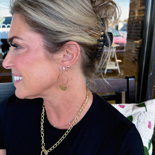 Circle Half Circle Earrings GOLD OR SILVER