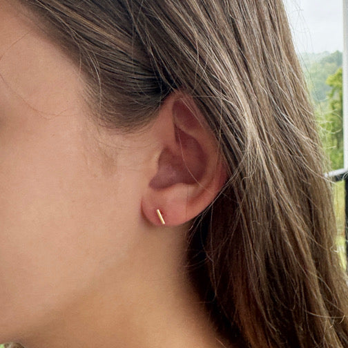 Minimalist Tiny Bar Stud Earrings (GOLD OR SILVER) FENNO FASHION