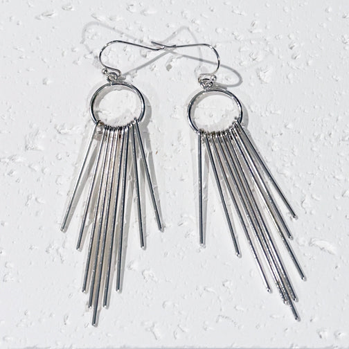 Grey fringe earrings deals