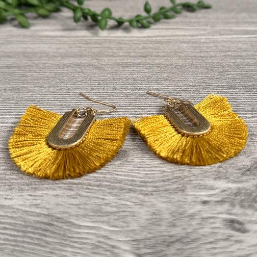 Geometric Gold Fringe Earrings GRAY BLACK OR AMBER OPTIONS