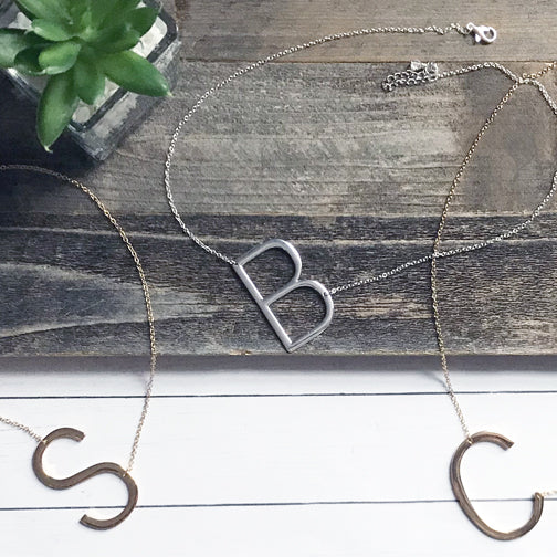 Initial Necklace, Sterling Silver monogram necklace, silver initial necklace,  Silver Letter Necklace, Alphabet Charm Necklace, Christmas