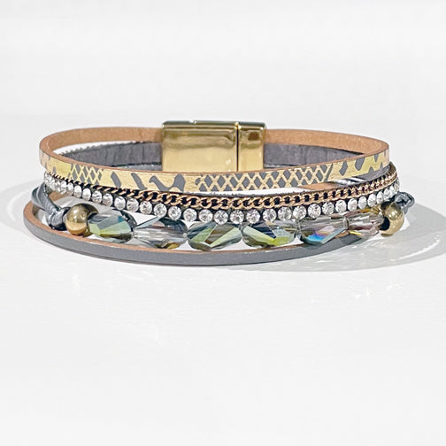 Multi Layer Leather Beaded Bracelet
