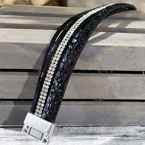 Black Leather Wrap Bracelet | Magnetic Clasp Bracelet | Megan Fenno | FENNO FASHION
