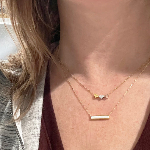 Tiny gold bar on sale necklace