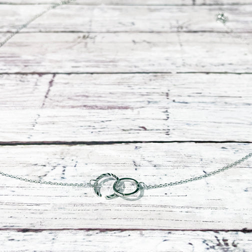 Mother Daughter Necklace Mothers Day Gift for Mom 2 Interlocking Circles with Box and Card