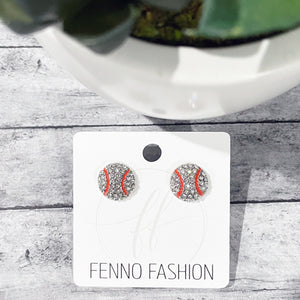 Baseball Stud Earrings | Crystal Baseball Earrings | FENNO FASHION | Megan Fenno