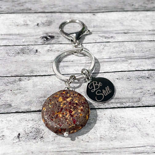 636 - SQUARE & ROUND BEAD KEY CHAIN - A Lacy Creation, Petals to