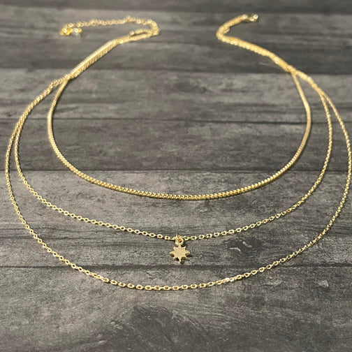 Gold Layered Dainty Necklace | Sunburst Necklace | FENNO FASHION