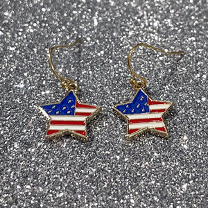 4th of July Earrings | Red White and Blue Earrings | Gold Star Earrings | Patriotic Earrings | FENNO FASHION | Megan Fenno | Crystal Star Earrings 
