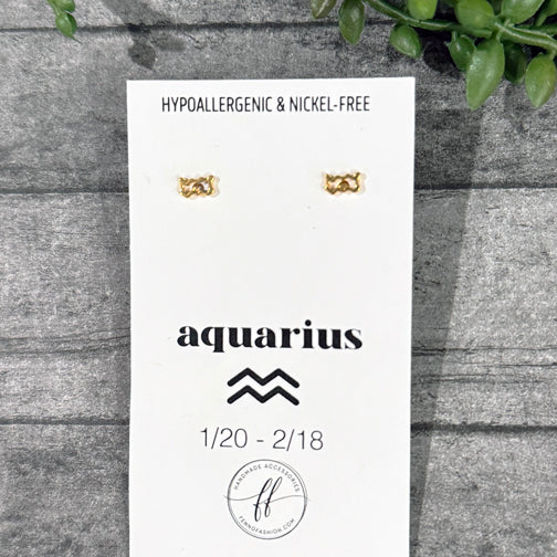 Aquarius Stud Earrings | Zodiac Studs | Zodiac Jewelry | Constellation Jewelry | FENNO FASHION