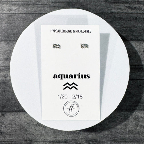 Aquarius Stud Earrings | Zodiac Studs | Zodiac Jewelry | Constellation Jewelry | FENNO FASHION