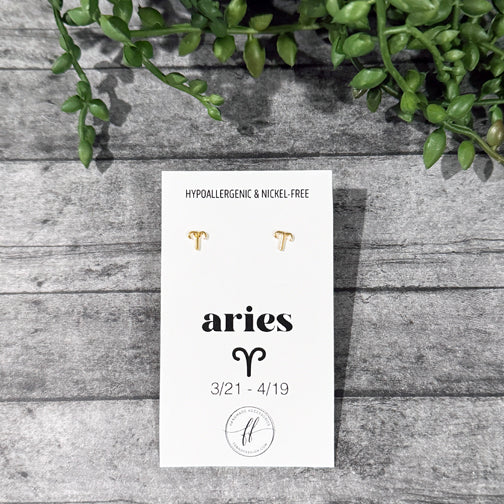 Aries Stud Earrings | Zodiac Studs | Zodiac Jewelry | Constellation Jewelry | FENNO FASHION
