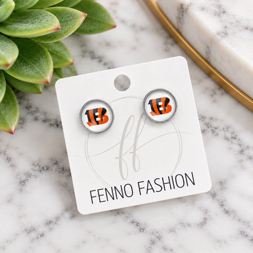 Cincinnati Bengals B Stud Earrings (SILVER OR GOLD)