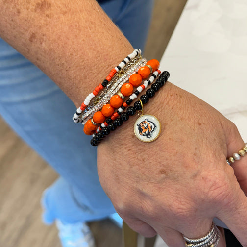 Bengals Jewelry | Bengals Bracelet | Cincinnati Bengals Stretch Bracelet | FENNO FASHION 