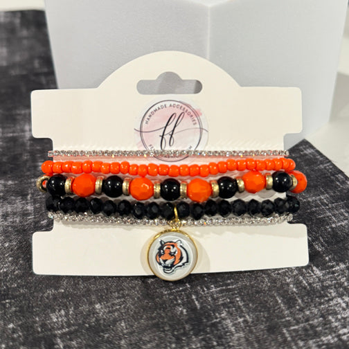 Bengals Jewelry | Bengals Bracelet | Cincinnati Bengals Stretch Bracelet | FENNO FASHION 