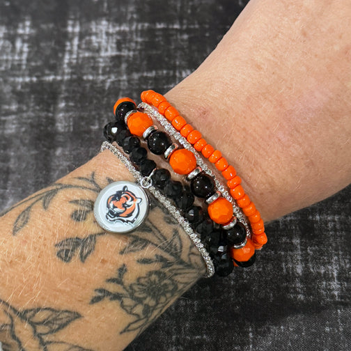 Bengals Jewelry | Bengals Bracelet | Cincinnati Bengals Stretch Bracelet | FENNO FASHION 