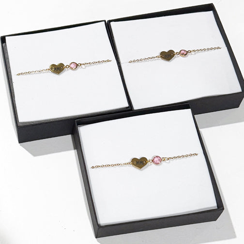 Birthstone Bracelet | Custom Birthstone Jewelry | Laser Engraved Bracelet | Initials and Birthstone Bracelet | Cincinnati Jewelry Designer | FENNO FASHION