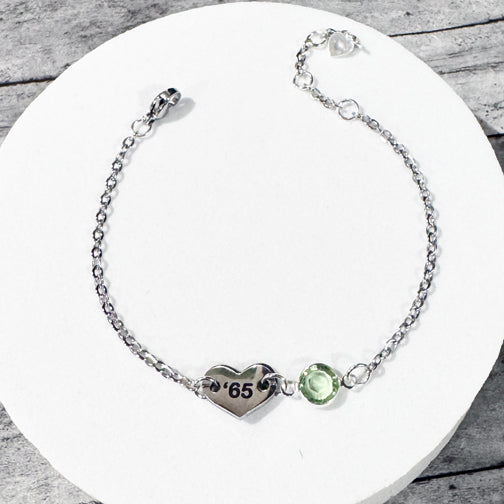 Birthstone Bracelet | Custom Birthstone Jewelry | Laser Engraved Bracelet | Initials and Birthstone Bracelet | Cincinnati Jewelry Designer | FENNO FASHION