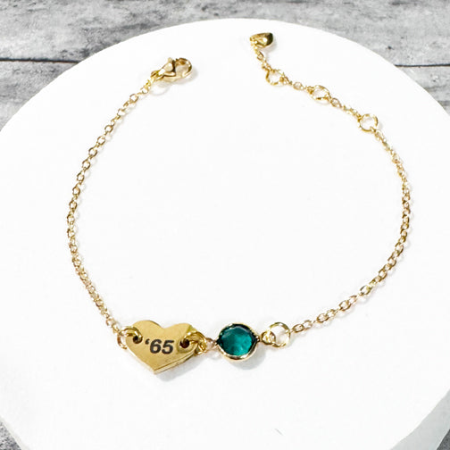 Birthstone Bracelet | Custom Birthstone Jewelry | Laser Engraved Bracelet | Initials and Birthstone Bracelet | Cincinnati Jewelry Designer | FENNO FASHION