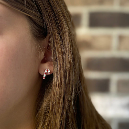 Candy Cane Stud Earrings | FENNO FASHION | Christmas Jewelry | Christmas Earrings 