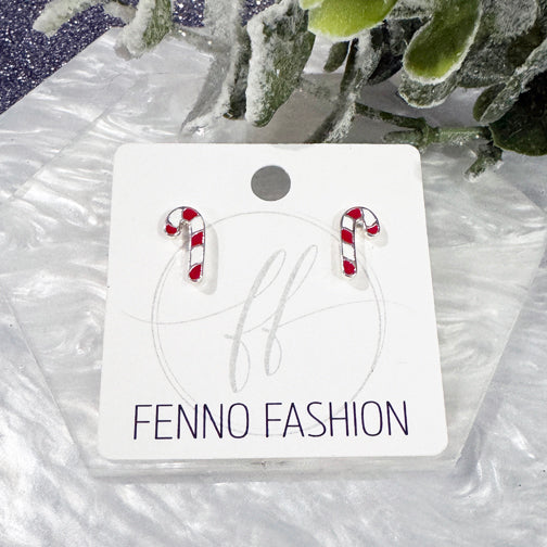 Candy Cane Stud Earrings | FENNO FASHION | Christmas Jewelry | Christmas Earrings 