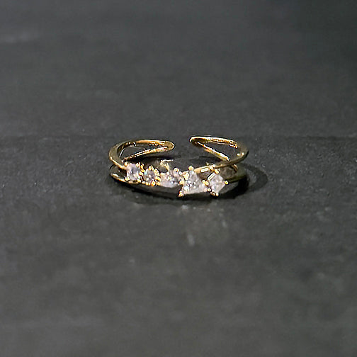 Celeste Crystal Gold Adjustable Ring | Gold Adjustable Ring | FENNO FASHION