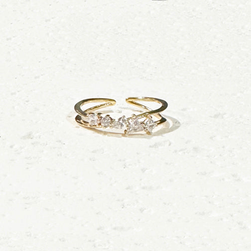 Celeste Crystal Gold Adjustable Ring | Gold Adjustable Ring | FENNO FASHION