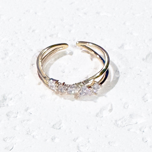 Celeste Crystal Gold Adjustable Ring | Gold Adjustable Ring | FENNO FASHION