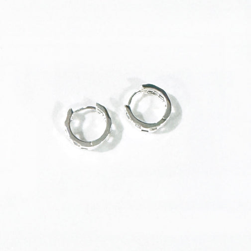 Checkered Huggie Hoops | Earrrings for Everyday Wear | Snap Hoop Earrings | Small Silver Hoop Earrings | FENNO FASHION