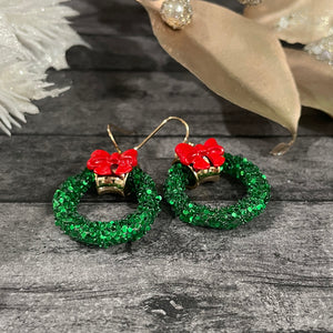Green Wreath Earrings | Christmas Earrings | Vintage Wreath Earrings | FENNO FASHION
