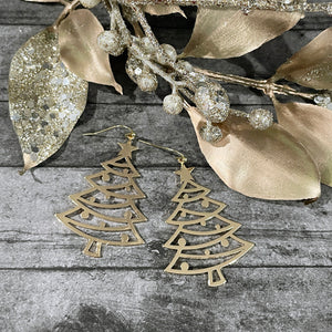 Gold Christmas Tree Earrings | Christmas Earrings | Christmas Tree Gold Earrings | FENNO FASHION