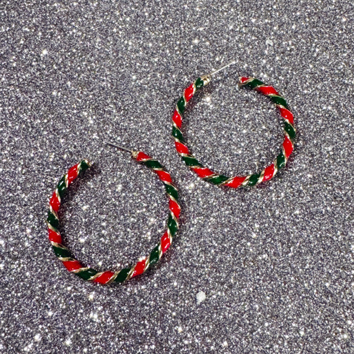 Christmas Hoops | Red & Green Christmas Earrings | FENNO FASHION
