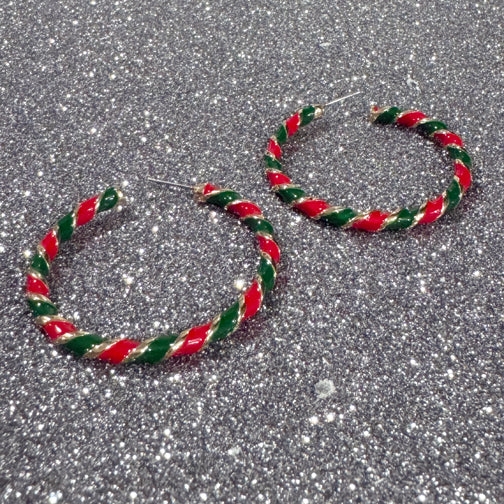 Christmas Hoops | Red & Green Christmas Earrings | FENNO FASHION