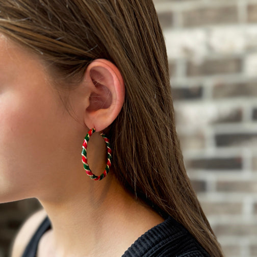 Christmas Hoops | Red & Green Christmas Earrings | FENNO FASHION