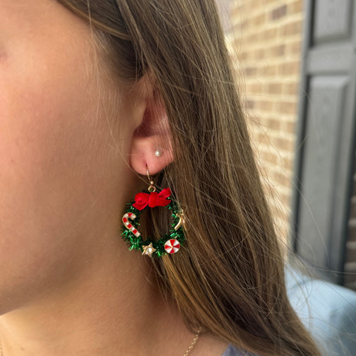 Christmas Wreath Earrings | Mini Wreath Earrings | Christmas Jewelry | Holiday Earrings | FENNO FASHION