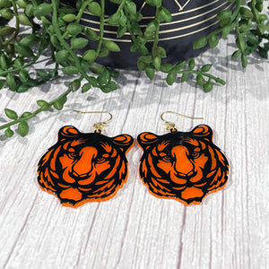 Cincinnati Bengals Earrings | Football  Earrings | Bengals Statement Earrings | Orange and Black Tiger Earrings | FENNO FASHION | Megan Fenno