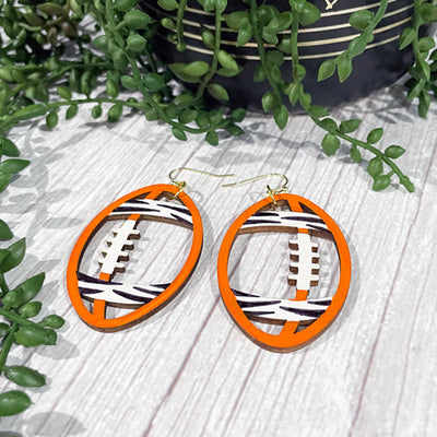 Cincinnati Bengals Orange & Black Tiger Earrings (Silver Or Gold Ear H -  FENNO FASHION, LLC