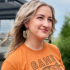 Cincinnati Bengals White Tiger Post Earrings (SILVER OR GOLD) - FENNO  FASHION, LLC