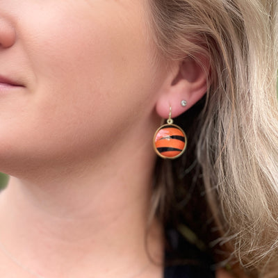 Cincinnati Bengals Tiger Striped Dangly Earrings (GOLD OR SILVER) - FENNO  FASHION, LLC